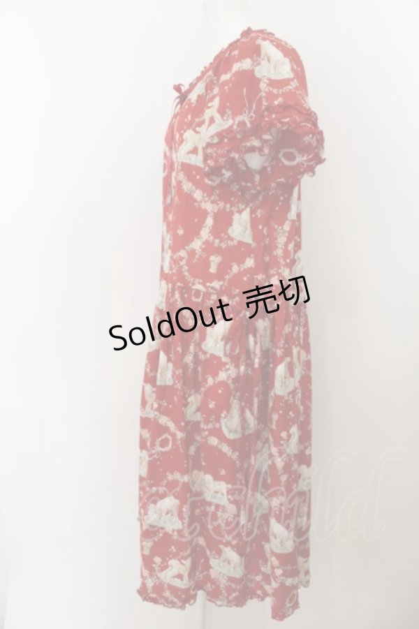 画像3: PINK HOUSE / ひつじプリントミディワンピース  アカ O-24-06-09-008-LO-OP-OW-ZI (3)