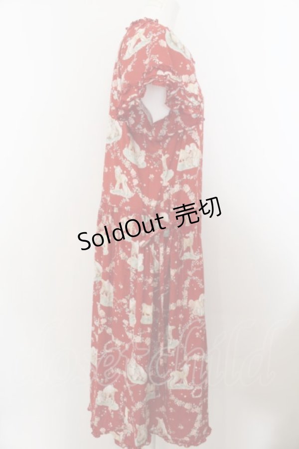 画像4: PINK HOUSE / ひつじプリントミディワンピース  アカ O-24-06-09-008-LO-OP-OW-ZI (4)