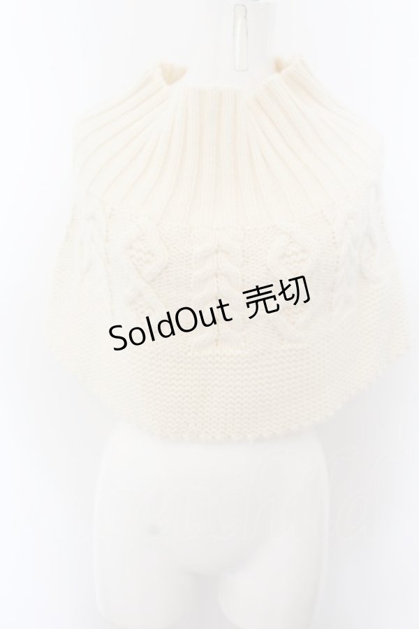 画像1: axes femme / ケーブル編みミニケープ  キナリ O-24-06-09-015-AX-TO-OW-ZT069 (1)