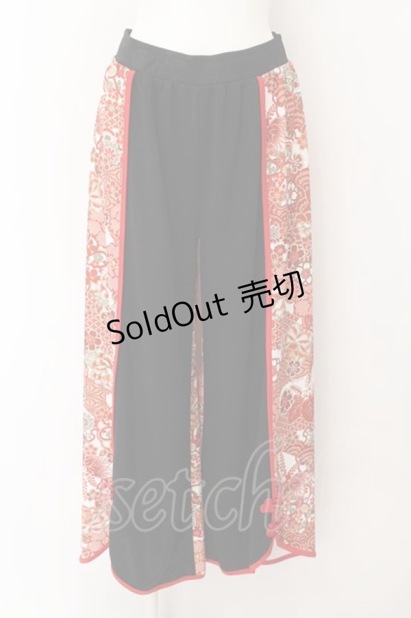 画像1: Qutie Frash / 2024年プレミアム-繚乱-ワイドパンツ  レッド×ブラック O-24-06-10-046-QU-TO-OW-ZI (1)