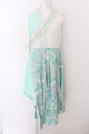 画像: Qutie Frash / 着物プリーツチュニック  ミントグリーン O-24-06-10-022-QU-TO-IG-ZI