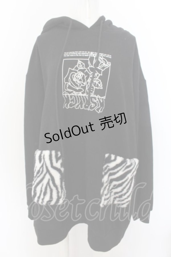 画像1: KRY CLOTHING / 「99%」裏起毛ロング丈パーカー  ブラック O-24-06-19-093-EL-JA-IG-ZT184 (1)