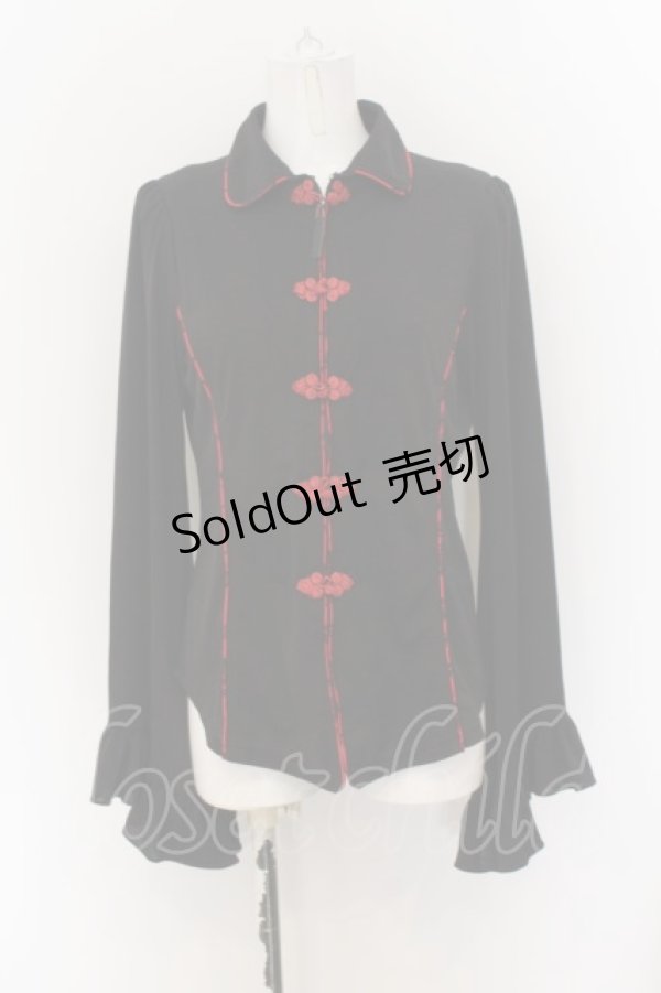 画像1: Qutie Frash / チャイナブラウス  ブラック×レッド O-24-06-30-027-QU-BL-IG-ZI (1)