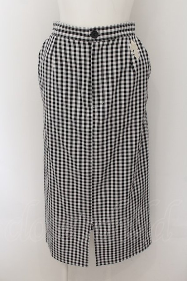 画像1: NieR Clothing / ギンガムチェックナロースカート【ポケット付き】 F ブラック O-24-07-08-1066-PU-SK-SK-ZI (1)