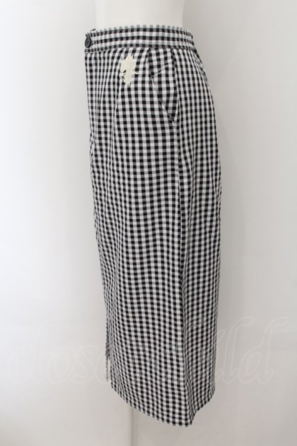 画像2: NieR Clothing / ギンガムチェックナロースカート【ポケット付き】 F ブラック O-24-07-08-1066-PU-SK-SK-ZI (2)