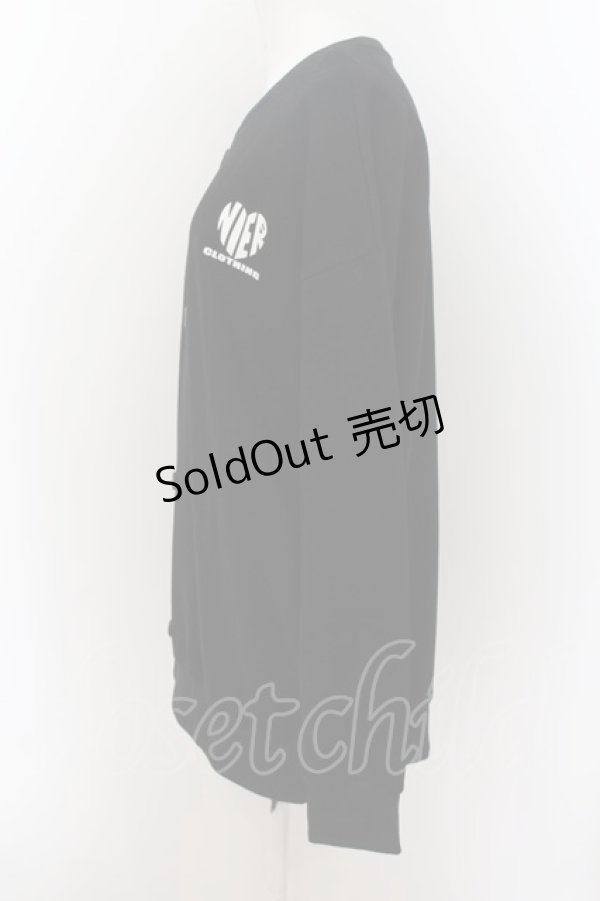 画像2: NieR CLOTHING / FRONT BUTTON COTTON PULLOVER  黒 O-24-07-08-1012-PU-TO-KB-ZI (2)