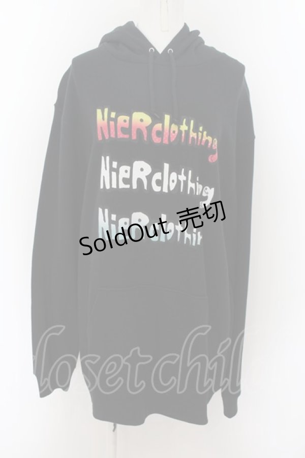 画像1: NieR CLOTHING / プリントフードパーカー  黒 O-24-07-08-1002-PU-TO-KB-ZI (1)