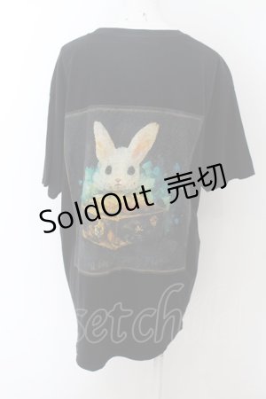 画像: NieR Clothing / うさぎptTシャツ  黒 O-24-07-08-1019-PU-TS-SZ-ZT318