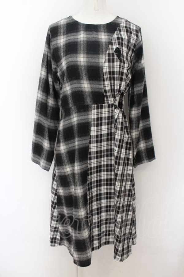 画像1: NieR Clothing / SIDE OPENブロッキングワンピース F  O-24-07-08-1023-PU-OP-SZ-ZI (1)