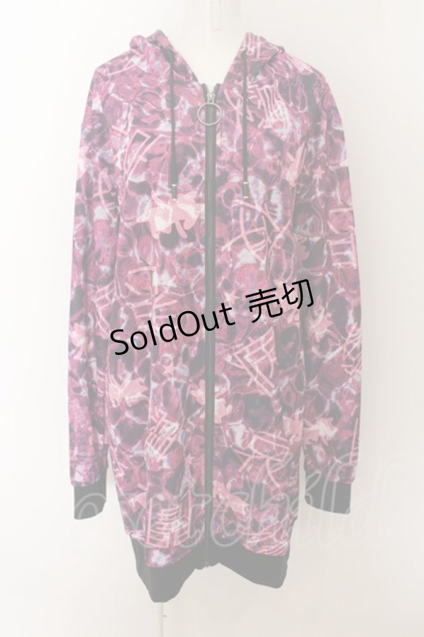 画像1: NieR Clothing / 総柄ZIPパーカー  ピンクパープル O-24-07-08-1029-PU-TO-KB-ZI (1)