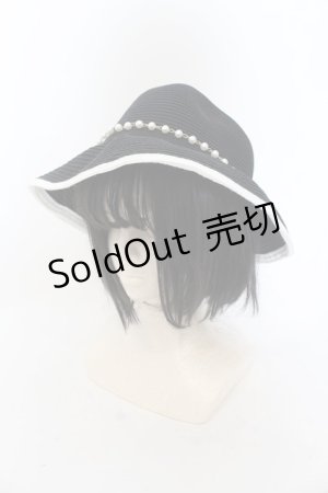 画像: axes femme / パール付き雑材UVハット 57.5ｃｍ クロ O-24-07-16-082-AX-AC-OW-ZT335