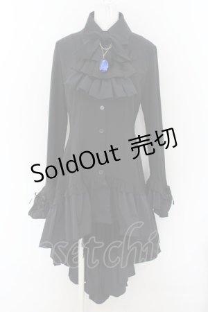 画像: MARBLE / ゴシック調ダイヤカットタイ付きブラウス型ワンピース  ブラック O-24-07-16-015-GO-OP-IG-OS