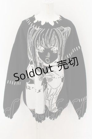 画像: REFLEM / REFLEM×DEATH NOTE ダメージニットソー(弥 海砂)  ブラック×ホワイト O-24-07-20-038-PU-TO-IG-ZI