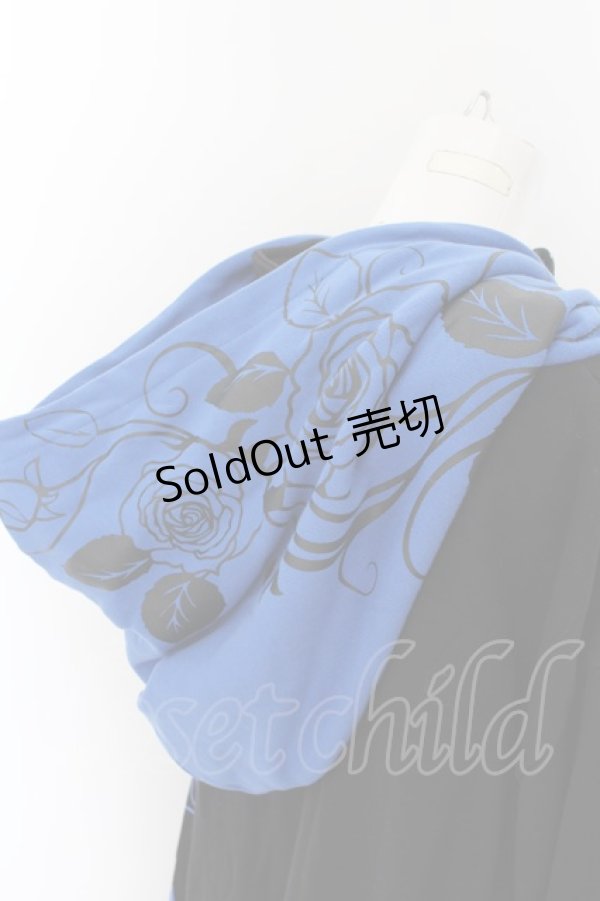 画像4: ililil / あのね。コラボ切り替えハイネックプリントパーカー  ブラック×ブルー O-24-07-20-053-PU-TO-OW-ZI (4)