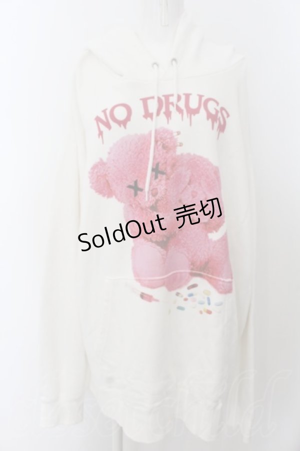 画像1: Wrouge / NO! DRUG!パーカー  ホワイト O-24-07-26-075-PU-TO-OW-ZT114 (1)
