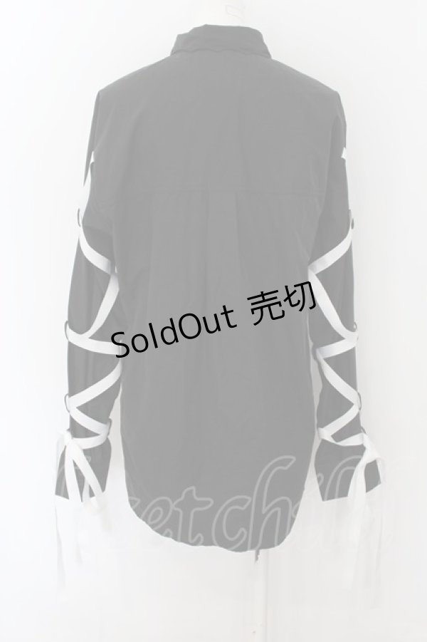 画像3: LISTEN FLAVOR / 薔薇とナイフ袖リボンシャツ  ブラック O-24-07-29-1074-PU-BL-IG-ZS (3)