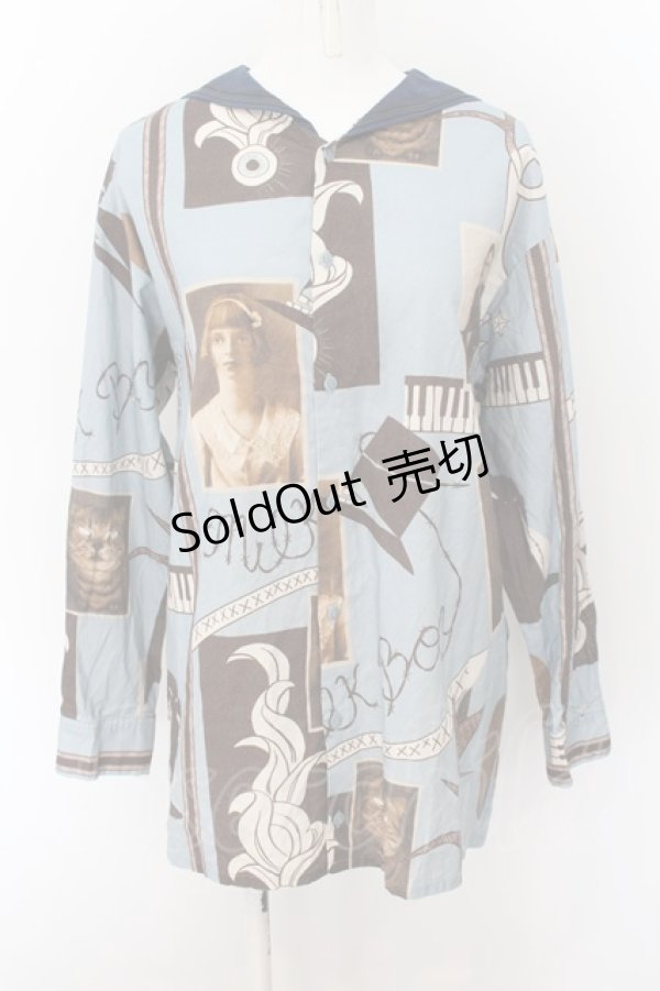 画像1: MILKBOY / HOME セーラーシャツ  ブルー O-24-07-29-1091-MB-BL-YM-ZT037 (1)