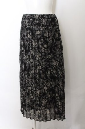 画像: axes femme / ニュアンスフラワースカート M クロ O-24-07-29-4033-AX-SK-AS-ZT267