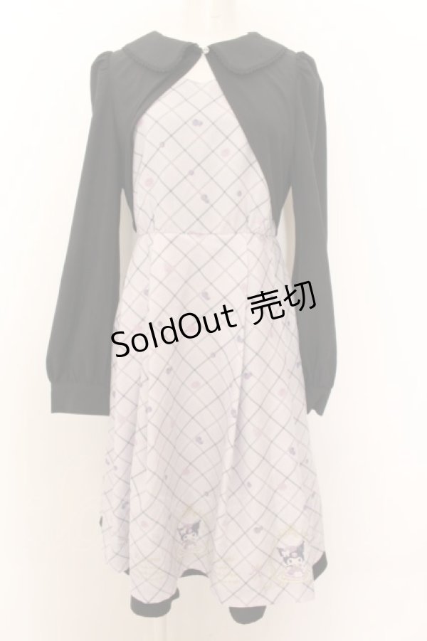 画像1: axes femme POETIQUE / クロミ/ティールームワンピース M クロ×ラベンダー O-24-07-31-065-AX-OP-OW-OS (1)