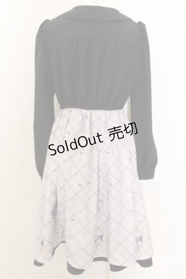 画像2: axes femme POETIQUE / クロミ/ティールームワンピース M クロ×ラベンダー O-24-07-31-065-AX-OP-OW-OS (2)