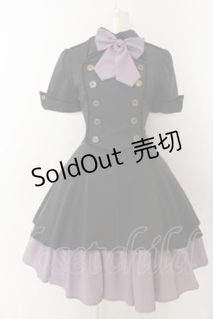 画像: ATELIER BOZ / メイファススカート付ジャケットワンピース  ブラック×ラベンダー O-24-07-31-148-EL-OP-IG-OS