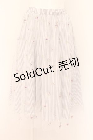 画像: axes femme / ストライプ×チュールスカート M ラベンダー O-24-08-10-096-AX-SK-OW-ZT265