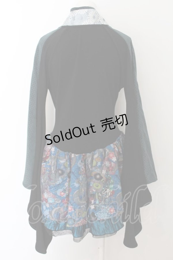 画像3: Qutie Frash / 振袖着物ワンピース  ブラック×ブルー O-24-08-12-063-QU-CO-OW-ZI (3)
