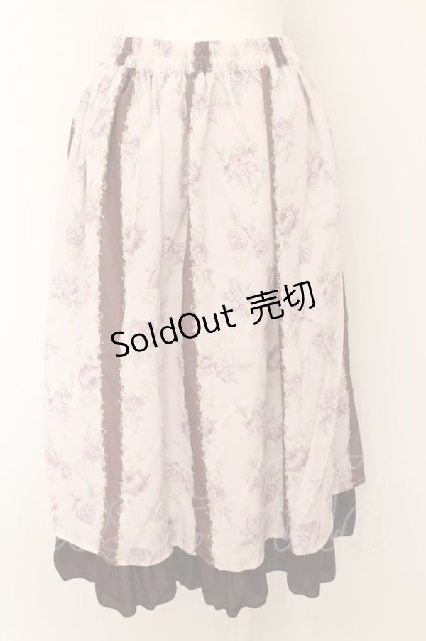 画像2: axes femme / フラワーストライプスカート M アワピンク O-24-08-12-007-AX-SK-SZ-ZT268 (2)