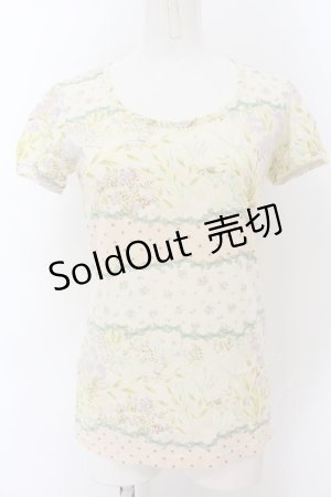 画像: Franche Lippee / UTコラボ リボンドット柄 グラフィックT S アイボリー×薄ピンク O-24-08-14-016-LO-TS-IG-ZT097