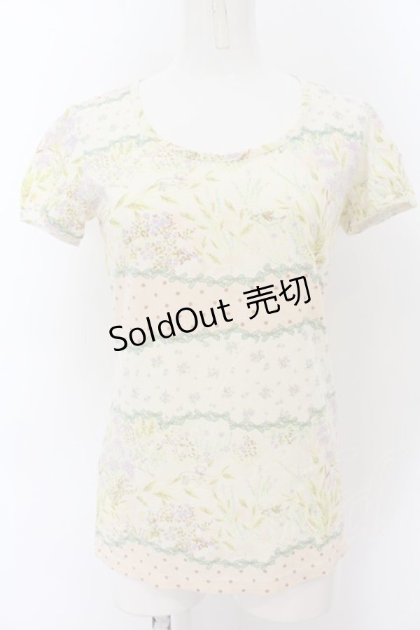 画像1: Franche Lippee / UTコラボ リボンドット柄 グラフィックT S アイボリー×薄ピンク O-24-08-14-016-LO-TS-IG-ZT097 (1)