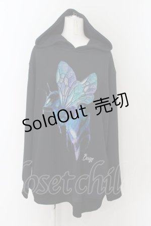 画像: TRAVAS TOKYO / Bugsプリントパーカー F ブラック O-24-08-18-028-PU-TO-YM-ZI