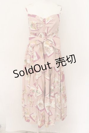 画像: JESUS DIAMANTE / カリブマキシワンピ 38 トランプ薔薇 ピンク O-24-08-19-053-JE-OP-IG-OS