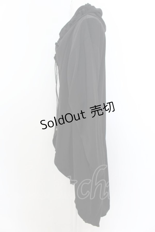 画像2: Deorart / 変形フーデッドロングカーディガン L ブラック O-24-08-22-067-PU-TO-YM-ZT017 (2)