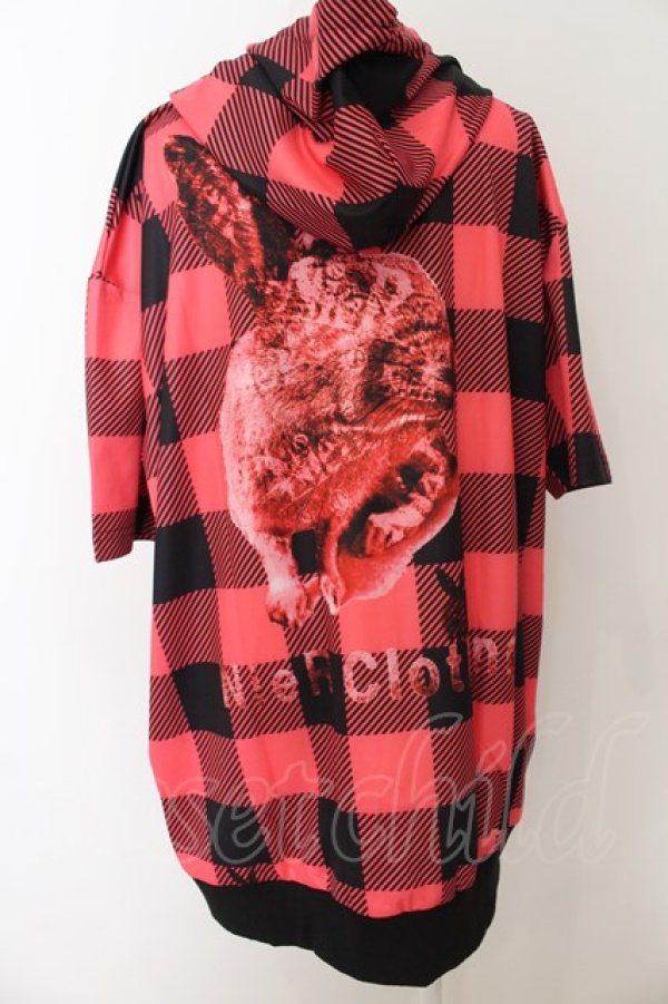 画像1: NieR Clothing / BACK RABBIT CHECKERED ZIP PARKA【RED PINK】パーカ  レッド O-24-08-28-063-PU-TO-OW-ZT317 (1)