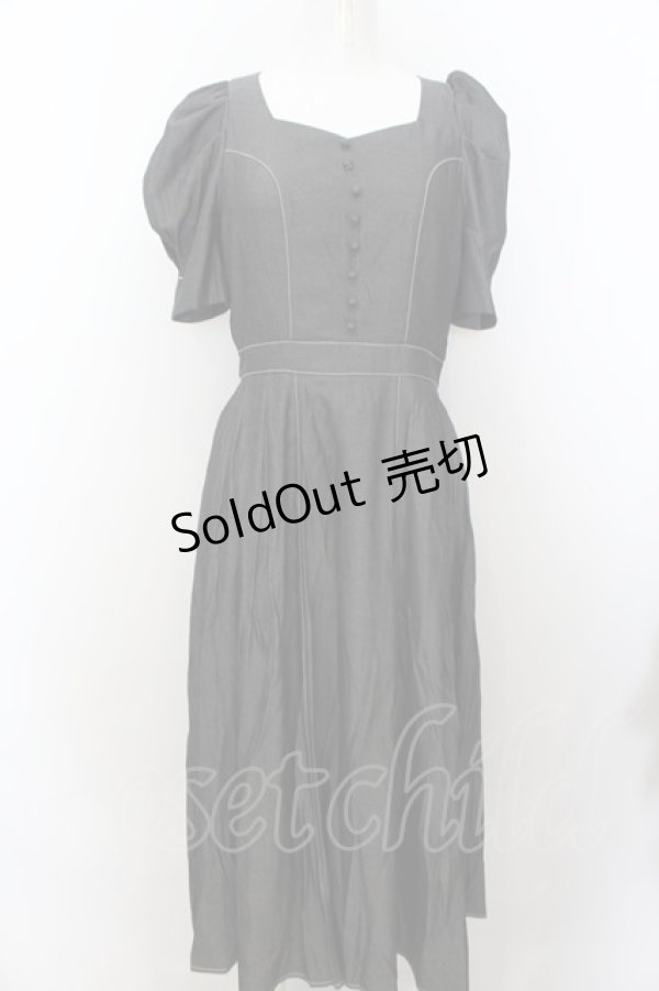 画像1: axes femme POETIQUE / パワショル半袖ワンピース M 黒 O-24-08-28-206-AX-SK-SZ-ZT095 (1)