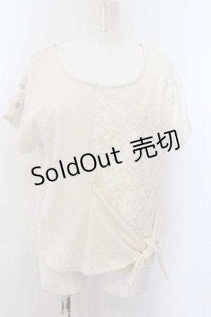 画像: axes femme / レース切替プルオーバー  アイボリー O-24-08-30-038-AX-TO-IG-ZT091