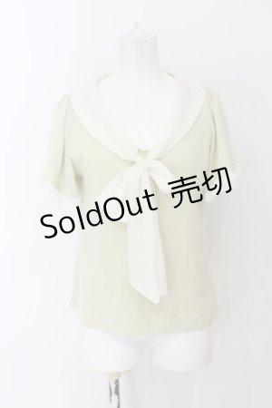 画像: axes femme / シフォンタイ襟付きTシャツ  ミント O-24-08-30-041-AX-TO-IG-ZT091