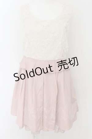 画像: axes femme / バラ生地切替タックフレアワンピース M ピンク O-24-09-02-030-AX-OP-OW-ZT189