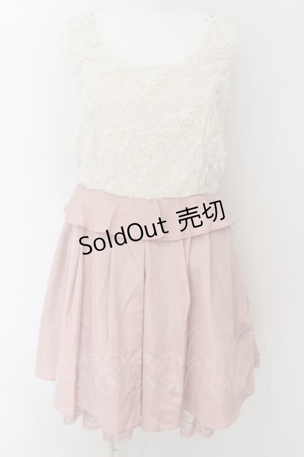 画像1: axes femme / バラ生地切替タックフレアワンピース M ピンク O-24-09-02-030-AX-OP-OW-ZT189 (1)