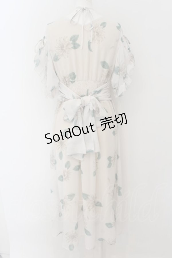 画像3: axes femme / フリル袖シャーリングワンピース M オフシロ O-24-09-02-032-AX-OP-IG-ZT093 (3)