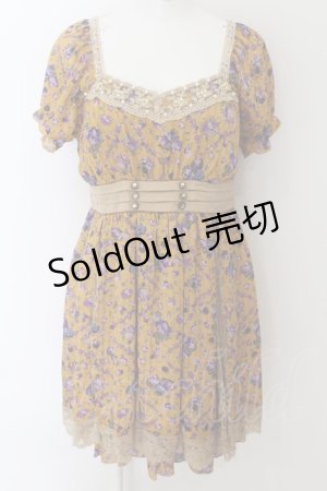 画像: axes femme / レース切替花柄ワンピース M イエロー O-24-09-02-039-AX-OP-OW-ZT234