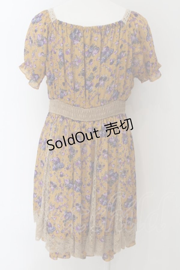 画像2: axes femme / レース切替花柄ワンピース M イエロー O-24-09-02-039-AX-OP-OW-ZT234 (2)