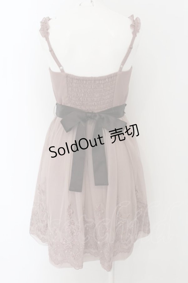 画像2: axes femme / レースチュールバルーンドレス  ピンクベージュ O-24-09-02-042-AX-OP-IG-ZT217 (2)