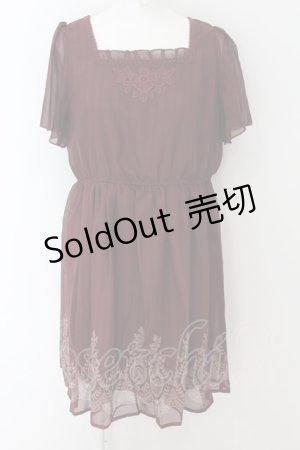 画像: axes femme / 裾パネルプリントワンピース M ワイン O-24-09-02-051-AX-OP-OW-ZT178