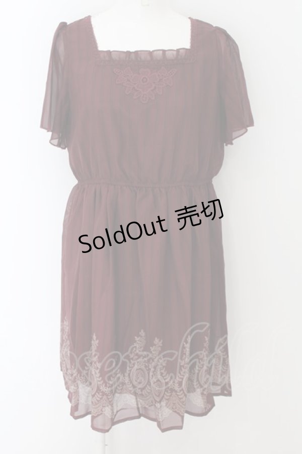 画像1: axes femme / 裾パネルプリントワンピース M ワイン O-24-09-02-051-AX-OP-OW-ZT178 (1)