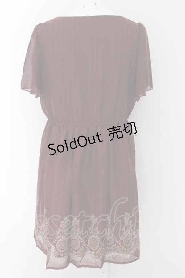 画像2: axes femme / 裾パネルプリントワンピース M ワイン O-24-09-02-051-AX-OP-OW-ZT178 (2)