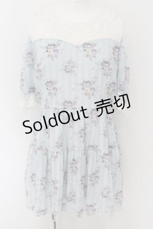 画像: axes femme POETIQUE / 花柄シアーチェックミニワンピース M ミント O-24-09-02-055-AX-OP-IG-ZT117