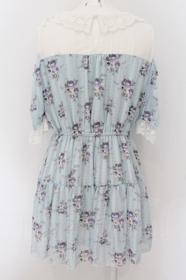 画像2: axes femme POETIQUE / 花柄シアーチェックミニワンピース M ミント O-24-09-02-055-AX-OP-IG-ZT117 (2)