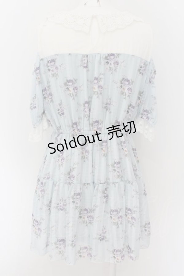 画像2: axes femme POETIQUE / 花柄シアーチェックミニワンピース M ミント O-24-09-02-055-AX-OP-IG-ZT117 (2)