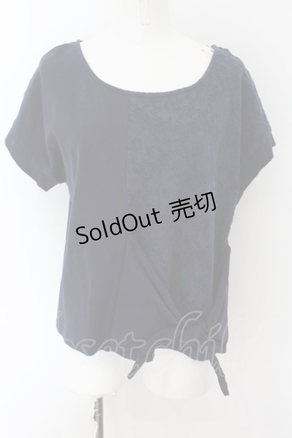 画像1: axes femme / レース切替プルオーバー  ネイビー O-24-09-02-060-AX-TO-IG-ZT117 (1)